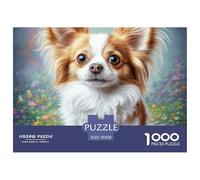Cute Pet Dog Educational Game Decompression 1000 Pieces Jigsaw Puzzle - Papillon in Colorful Meadow for Adults Kids Home Activity70x50cm/1000pcs