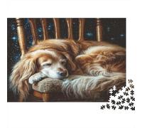 Cute Pet Dog Heavyweight Paper Cocker Spaniel Sleeping on Chair at Night Jigsaw Puzzle Beginner Friendly Gift for Kids 70x50cm/1000pcs