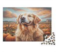 Cute Pet Dog Heavyweight Paper Golden Retriever in Pumpkin Field Jigsaw Puzzle Giftable Birthday Gift 52x38cm/1000pcs