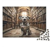 Cute Pet Dog Jigsaw Puzzle for Adults: Dalmatian in Library Fun Present & Activity for Home Wall Decor 52x38cm/1000pcs