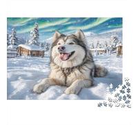 Cute Pet Dog Jigsaw Puzzle for Adults: Husky in Snowy Landscape Fun Present & Activity for Home Wall Decor 38x26cm/1000pcs