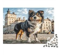 Cute Pet Dog Jigsaw Puzzle for Adults Kids: Australian Shepherd by Castle Age 12 Years Up Educational Game 52x38cm/1000pcs