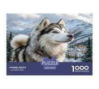 Cute Pet Dog Jigsaw Puzzle Puzzle for Adults Recycled Paper for Aduls 1000 Piece Puzzle Fun Husky in Snow And Challenging Family Game Impossible Hard Difficult Challenging 70x50cm/1000pcs