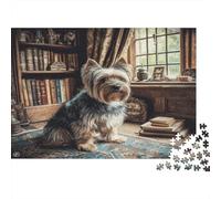 Cute Pet Dog Jigsaw Puzzles 1000 Piece for Adults, 1000 Piece Classic Library Whimsical Challenge Toy Educational Game Home Decoration 52x38cm/1000pcs