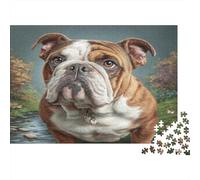 Cute Pet Dog Jigsaw Puzzles 1000 Pieces | for Adults & Kids Bulldog Close-up Educational Decompression Game 52x38cm/1000pcs