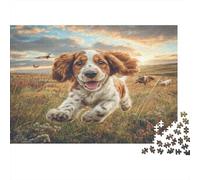 Cute Pet Dog Jigsaw Puzzles for Adults: Cavalier King Charles Spaniel in Field Educational Games for The Whole Family Women 70x50cm/1000pcs
