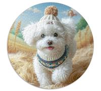 Cute Pet Dog Puzzle 1000 Piece Jigsaw Round Jigsaws Adults Kids Puzzles Challenging And Brainteasing Adult Fun Creativity & Gift Giving Perfect for Relaxation Whimsical (67.5x67.5cm)