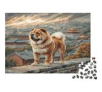 Cute Pet Dog Puzzle for Adults 1000Pc: Chow Chow by Ancient Buildings Great Gift Idea, Fun Activity for The Whole Family 38x26cm/1000pcs