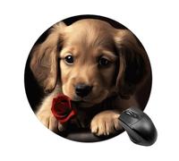 Cute Pet Dog Round Mouse Pad, Non-Slip Rubber Base Waterproof Washable, Computer Mouse Mat for Office Gaming Studying, Premium-Textured Durable Portable Circle Mousepad for Desktop PC Notebook