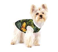 Cute Pet Dog Shirts, Cotton Tank Vest for Tropical Rainforest Palm Leaves Print Dogs, Sleeveless Puppy Clothes, for Medium Chihuahua X-L