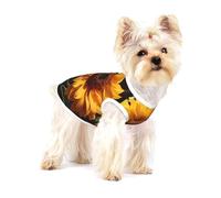 Cute Pet Dog Shirts, Cotton Tank Vest for Yellow Sunflower on a Brown Background Print Dogs, Sleeveless Puppy Clothes, for Small Chihuahua X-L