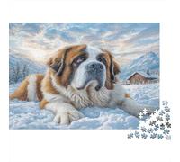 Cute Pet Dog Sturdy Paper Saint Bernard in Snowy Mountains Jigsaw Puzzle for Adults Educational Birthday Gift 70x50cm/1000pcs