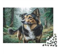 Cute Pet Dog Thick Paper Australian Shepherd in Forest at Sunset Jigsaw Puzzle Bundle for Seniors Brain Training Secret Santa Gift 38x26cm/1000pcs