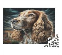 Cute Pet Dog Thick Paper Cocker Spaniel Portrait with Dramatic Sky Jigsaw Puzzle Bundle Interactive Gift for Seniors 52x38cm/1000pcs
