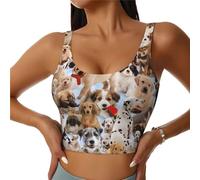 Cute Pet Dogs Women'S Sports Vest Running Yoga Dance Workout U-Shaped Back Removable Padding