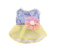 Cute Pet Dresses for Dogs Cats Spring Summer Fashion Rose Floral Skirt Outfit Comfortable Adjustable Pet Clothing (Yellow, XS)