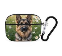 Cute Pet German Shepherd Dog AirPod Pro Case, Anti Scratch Hard PC Cover with Keychain, AirPod Pro 2nd/1st Case Accessories for Women Men, Black-Style