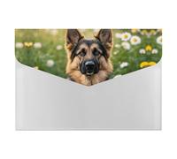 Cute Pet German Shepherd Dog File Folder, Waterproof Expanding File Folder with 6 Pockets, Durable PP Document Organizer for Office, Home