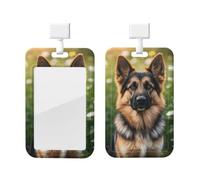 Cute Pet German Shepherd Dog Id Badge Holder with Lanyard Waterproof Key Card Holder Case Vertical Id Card Protector with Clear Id Window Breakaway Name Tags for Women Men Work Office Doctor Nurse