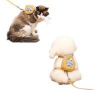 Cute Pet Harness Backpack with Leash, S/M/L Lightweight Adjustable Pet Backpack for Small and Medium Dogs and Cats Weighing 0.75-8kg General Purpose. (Yellow, L)