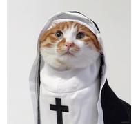 Cute Pet Nun Costume, Cats Dogs Nun Clothes Outfit, Funny Pets Halloween Costume Dress Up Apparel Cosplay Clothes for Small Medium Large Cats Dogs Pets Halloween Christmas Magic Cosplay Party, L