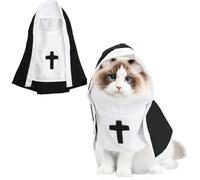 Cute Pet Nun Costume, Cats Dogs Nun Clothes Outfit, Funny Pets Halloween Costume Dress Up Apparel Cosplay Clothes for Cats Puppy Kitten Small Dogs Pets Halloween Christmas Magic Cosplay Party, S