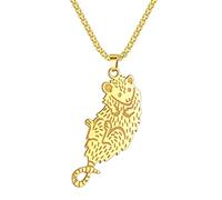Cute Pet Possum Charm Necklace for Women Girls, Stainless Steel Wildlife Animal Jewelry, Marsupial Pendant Possum Lover Gift (Gold)