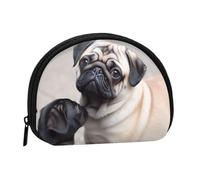 Cute Pet Pug Coin Purse, Mini Wallet for Women Men Gifts Change Bag with Zipper Shell Shaped Small Coin Bag Travel Organizer Change Storage Pouch for Cash, Cards, Keys, Lipstick