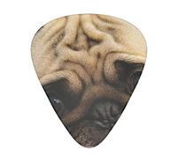 Cute Pet Pug Guitar Picks 12 Pcs Classical Triangle Guitar Plectrums Includes Thin, Medium & Heavy Gauges 3 Sizes for Bass Electric Acoustic Guitars Ukulele with Organizer Storage Box