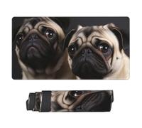 Cute Pet Pug Mouse Pad Large Desk Mat XL PU Leather Desk Pad Waterproof Gaming Mousepad Easy Clean Desk Protector Mat Keyboard Mats, Writing Pad for Office Home 29.5 x 16 in