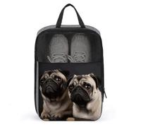 Cute Pet Pug Shoe Bag Travel Shoe Organizer Water-Resistant Shoe Pouch with Zipper Sneaker Dust Bag, gray, One Size, Modern