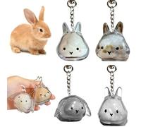 Cute Pet Rabbit Memorial Bottle For Pet Hair, Transparent Hair Storage Keychain for Rabbit, Hair Holder Keepsake Accessory Gift, Rabbit Hair Keychain Keepsake Capsule Memorial Pendant(4PCS)