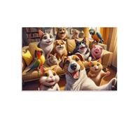 Cute Pets Selfie Group,1000-piece puzzle,Paper puzzles for children and adults,educational game toys,wall decoration gifts50x70cm