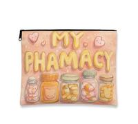 Cute Pharmacy Makeup Bag, Fanciful Candy Jar Cosmetic Travel Pouch for Women, Portable Small Canvas Zipper Organizer, Valentine'S Day Gift, Peach, 7x9 Inch, Pharmacy
