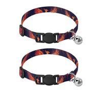 Cute Phoenix Bird Galaxy Dark Small Cat Collar, 2 Pack Dog Bell Collar