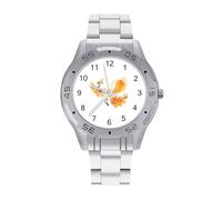 Cute Phoenixs Business Watch for Men Metal Band Watches Casual Gift Three-Hand Wrist Watch for Boyfriend Father