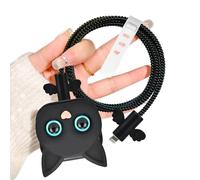 Cute Phone Cable Protector Case for iPhone 20W USB-C Power Adapter, 3D Black Cat Design Soft TPU Data Cable Cord Case Charger Protector for iPhone 11 12 13 14 15 UK Power Adapter