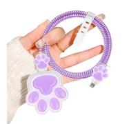 Cute Phone Cable Protector for Apple 20W USB-C Power Adapter, Purple Bear Claw Design TPU Clear Data Cable Case Wire Saver Phone Charger Protector for iPhone 11 12 13 14 15 16 UK Power Adapter