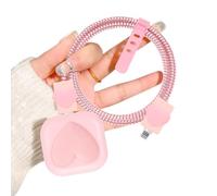 Cute Phone Charger Cable Protector Case for iPhone 20W USB-C Power Adapter, 3D Pink Heart Design Soft TPU Data Cable Cord Case Charger Protector for iPhone UK Power Adapter