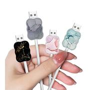 Cute Phone USB Charger Saver for Samsung Android USB-C Charger Wave Shape,Colorful Luxury Marble Pattern 4 PCS USB Cable Protectors,Phone Cord Protector for Women Girls