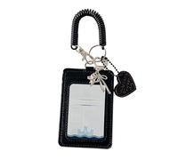 Cute Photo Card Holder | PU Leather Case - Card Case With Love Heart Charm | Wrist for Women Men Students Fans Travel School Workplace