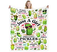 Cute Pickle Blanket Gifts for Pickle Lovers Girls Women,Funny Food Pickles Themed Pickles Stuff Plush Throw Blankets Room Decor Bedding Gifts for Boys Kids Adults 50"x40"