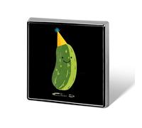 Cute Pickle Dancing Novelty Brooches & Pins Square Personalised Metal Lapel Badge with Butterfly Clutch Clasp