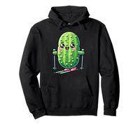 Cute Pickle On Skis Kawaii Skiing Mountain Vibes Pullover Hoodie