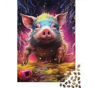 Cute Pig 1000 Piece Jigsaw Puzzle Paper for Adults Colorful Art Focus Boost Family Game Relaxing Fun Perfect for Decoration or Gift 70x50cm/1000pcs