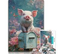 Cute Pig 1000 Piece Jigsaw Puzzles for Teenagers Gifts,Help The Brain Exercise Addictive Toys to Cultivate Patience Great Gift 38x26cm
