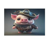 Cute Pig 1000 Piece Wooden Jigsaw Puzzle- Brain Teaser Game for Adults & Children Educational Activities Jigsaws Puzzles （75×50cm）