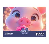 Cute Pig 1000 Pieces Thickened Wooden Jigsaw Puzzle for Adults Funny Intellectual Toy Stress Relief Home Decor Educational Toy Relaxation Intelligence 1000pcs (75x50)
