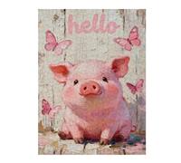 Cute Pig 500 Pieces Jigsaw Puzzle (20.5x15 in), Adorable Farm Animal Art Puzzle for Adults Students, Relaxing Gift Home Decoration