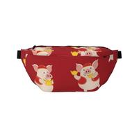 Cute Pig and Gold Money Crossbody Chest Pack Lightweight Messenger Bag with Adjustable Strap for Commuting and City Trips